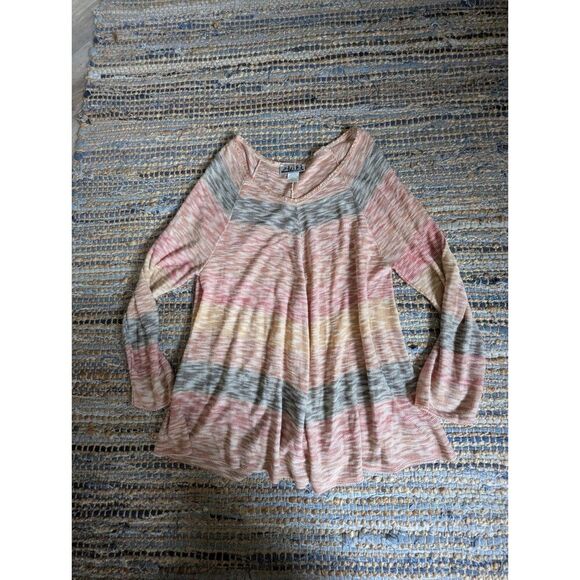 Pink Gray L/S Knit Tunic L Vneck Bohemian Fairy Grunge Ethereal Romantic Whimsy - Picture 2 of 7